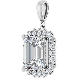 14K White Gold 12x10 mm Emerald Pendant Mounting – image 3