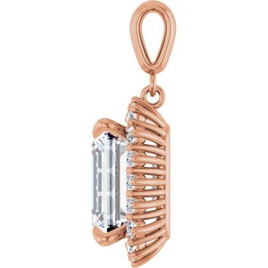 10K Rose Gold 12x10 mm Emerald Pendant Mounting – image 5