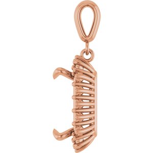 14K Rose Gold 12x10 mm Emerald Pendant Mounting – image 6