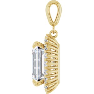14K Yellow Gold 12x10 mm Emerald Pendant Mounting – image 5