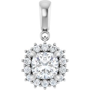 14Kx1 White Gold 6.5x6.5 mm Cushion Pendant Mounting