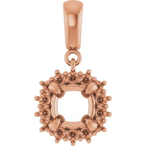 18K Rose Gold 6.5x6.5 mm Cushion Pendant Mounting – image 2