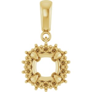 18K Yellow Gold 6.5x6.5 mm Cushion Pendant Mounting – image 2