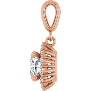 14K Rose Gold 6.5x6.5 mm Cushion Pendant Mounting – image 5