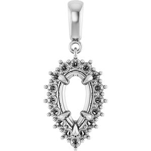 14Kx1 White Gold 10.5x5.5 mm Pear Pendant Mounting – image 2