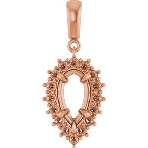 10K Rose Gold 10.5x5.5 mm Pear Pendant Mounting – image 2