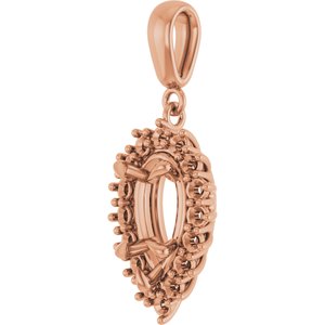 10K Rose Gold 10.5x5.5 mm Pear Pendant Mounting – image 4