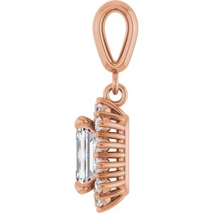 14K Rose Gold 7x5 mm Emerald Pendant Mounting – image 5