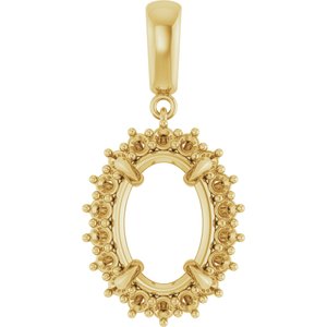 10K Yellow Gold 14x10 mm Oval Pendant Mounting – image 2