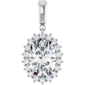 10K White Gold 14x10 mm Oval Pendant Mounting