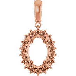 10K Rose Gold 14x10 mm Oval Pendant Mounting – image 2