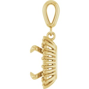 14K Yellow Gold 9x9 mm Cushion Pendant Mounting – image 6
