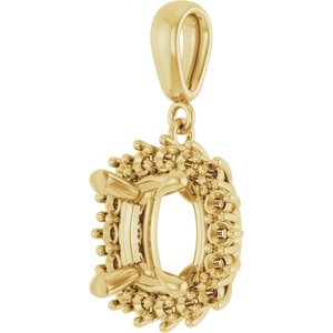 10K Yellow Gold 9x9 mm Cushion Pendant Mounting – image 4