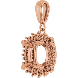 18K Rose Gold 9x9 mm Cushion Pendant Mounting – image 4