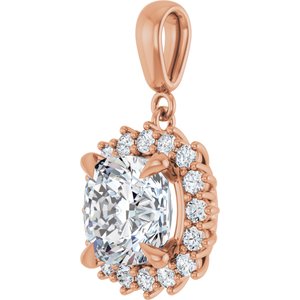 18K Rose Gold 9x9 mm Cushion Pendant Mounting – image 3