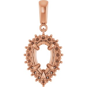 10K Rose Gold 10x6 mm Pear Pendant Mounting – image 2
