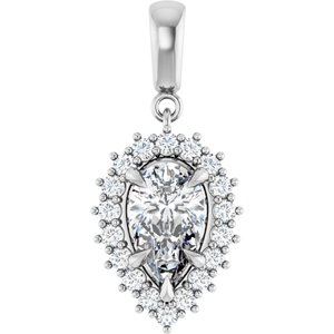 14K White Gold 10x6 mm Pear Pendant Mounting
