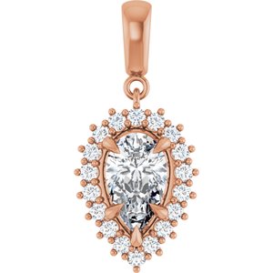 10K Rose Gold 10x6 mm Pear Pendant Mounting