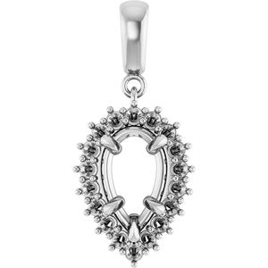 18K White Gold 10x6 mm Pear Pendant Mounting – image 2
