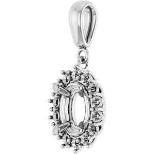 18K White Gold 8x6 mm Oval Pendant Mounting – image 4