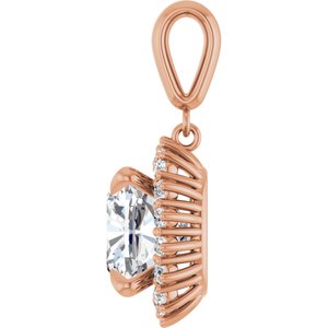 10K Rose Gold 11x11 mm Cushion Pendant Mounting – image 5