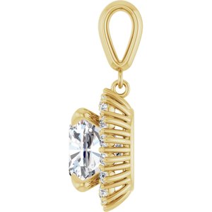 14K Yellow Gold 11x11 mm Cushion Pendant Mounting – image 5