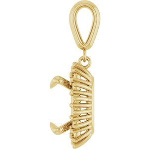 18K Yellow Gold 11x11 mm Cushion Pendant Mounting – image 6