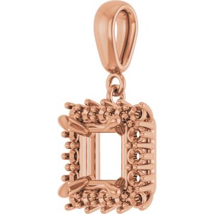 14K Rose Gold 6.5x6.5 mm Square Pendant Mounting – image 4