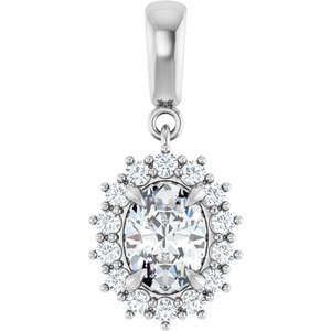 14Kx1 White Gold 7.5x5.5 mm Oval Pendant Mounting