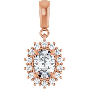 18K Rose Gold 7.5x5.5 mm Oval Pendant Mounting