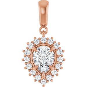 18K Rose Gold 8x6 mm Pear Pendant Mounting