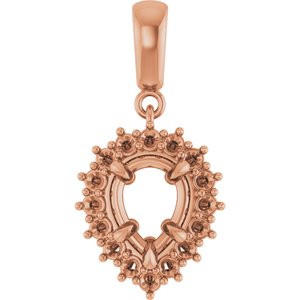 14K Rose Gold 8x6 mm Pear Pendant Mounting – image 2