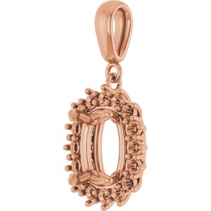10K Rose Gold 9x7 mm Elongated Cushion Pendant Mounting – image 4