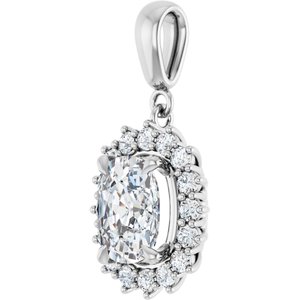 14Kx1 White Gold 9x7 mm Elongated Cushion Pendant Mounting – image 3
