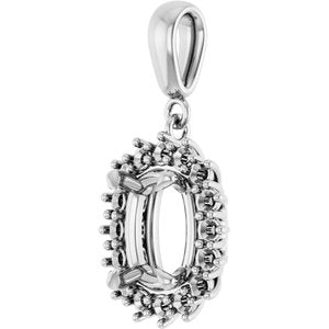 Sterling Silver 9x7 mm Elongated Cushion Pendant Mounting – image 4