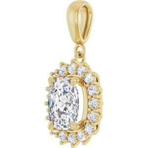 18K Yellow Gold 9x7 mm Elongated Cushion Pendant Mounting – image 3