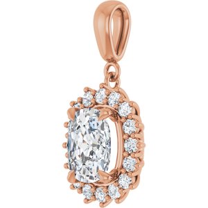 18K Rose Gold 9x7 mm Elongated Cushion Pendant Mounting – image 3