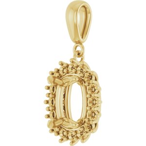 14K Yellow Gold 9x7 mm Elongated Cushion Pendant Mounting – image 4