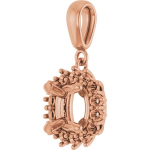 10K Rose Gold 7x7 mm Cushion Pendant Mounting – image 4