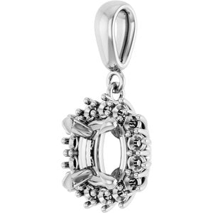18K White Gold 7x7 mm Cushion Pendant Mounting – image 4