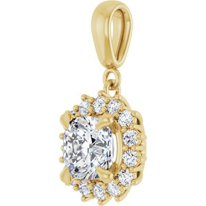 18K Yellow Gold 7x7 mm Cushion Pendant Mounting – image 3