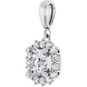 18K White Gold 7x7 mm Cushion Pendant Mounting – image 3