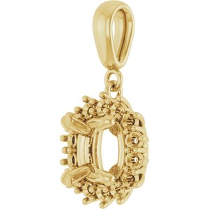 14K Yellow Gold 7x7 mm Cushion Pendant Mounting – image 4