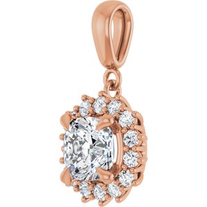 18K Rose Gold 7x7 mm Cushion Pendant Mounting – image 3