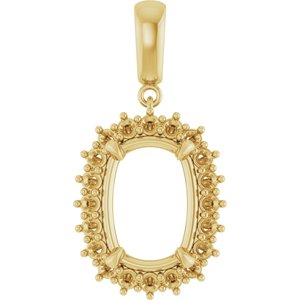 18K Yellow Gold 14x10 mm Elongated Cushion Pendant Mounting – image 2