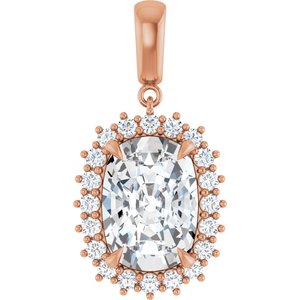 14K Rose Gold 14x10 mm Elongated Cushion Pendant Mounting
