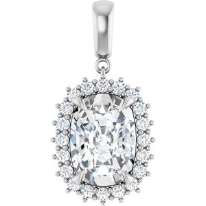 Platinum 14x10 mm Elongated Cushion Pendant Mounting