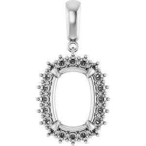 Sterling Silver 14x10 mm Elongated Cushion Pendant Mounting – image 2