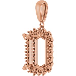 10K Rose Gold 14x10 mm Emerald Pendant Mounting – image 4