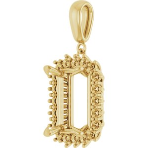 10K Yellow Gold 14x10 mm Emerald Pendant Mounting – image 4